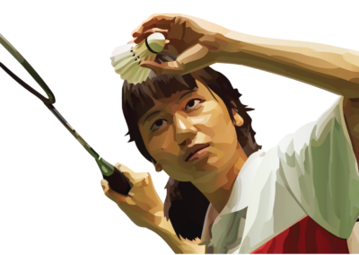 Susi Susanti préparant son service