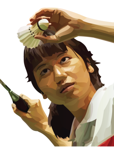 Susi Susanti préparant son service