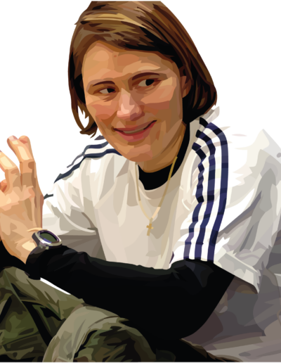 Anja Andersen parlant de handball