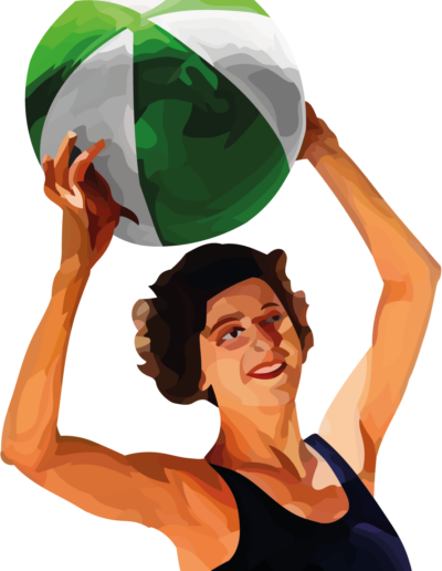 Annette Kellermann avec un ballon de plage