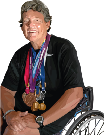 Angela Madsen avec toutes ses médailles