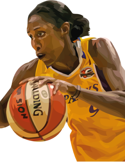 Lisa Leslie en train de dribbler