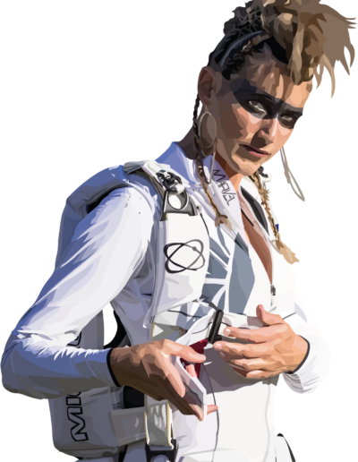 Karine Joly qui se prépare à sauter