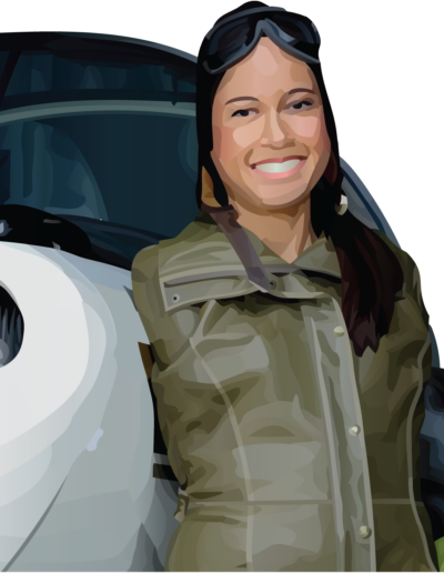 Jessica Cox heureuse devant son avion