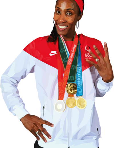 Lisa Leslie avec ses médailles olympiques