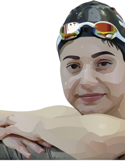 Yusra Mardini en bord d'une piscine