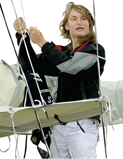 Laura Dekker en train de monter sa voile