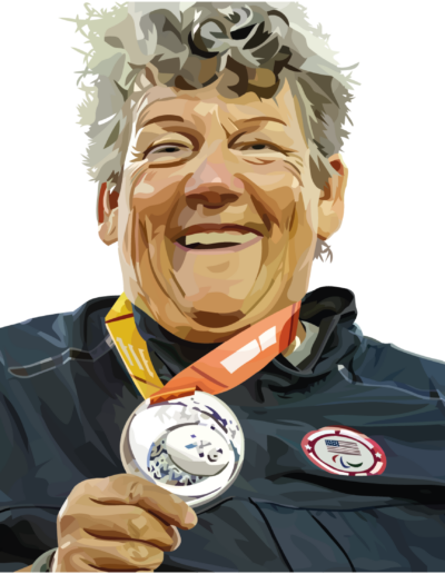 Angela Madsen sur le podium paralympique