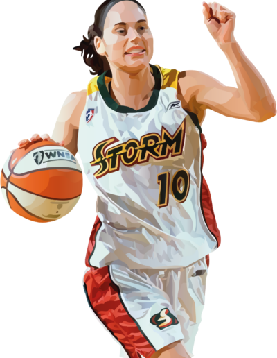 Sue Bird en train de dribbler