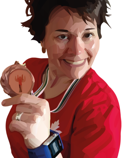 Marie-Eve Croteau montrant sa médaille