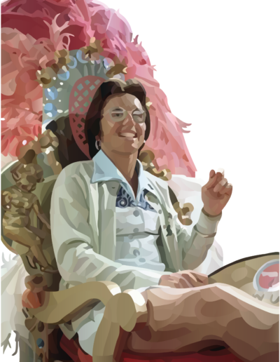 Billie Jean King qui rentre lors de la bataille des sexes