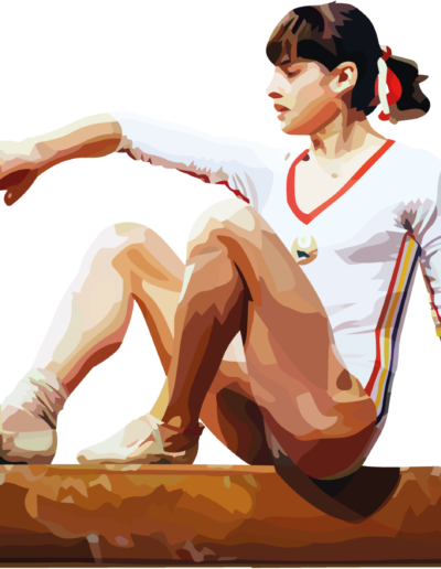 Nadia Comaneci qui performe sur la poutre