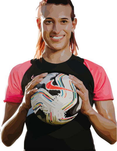 Mara Gomez qui montre son ballon