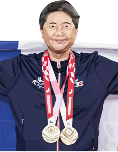 Thu Kamkasomphou avec le drapeau français