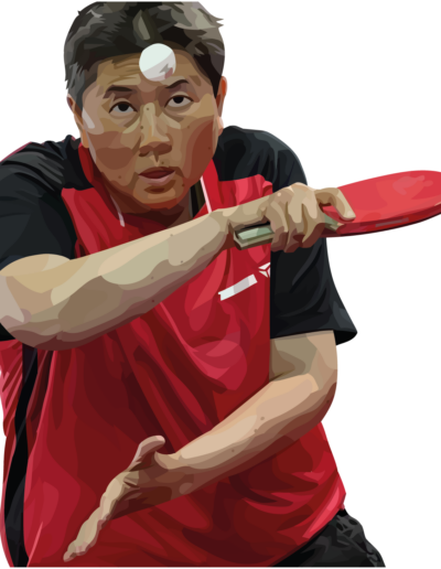 Thu Kamkasomphou qui prépare à frapper la balle