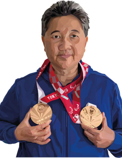 Thu Kamkasomphou avec ses médailles paralympiques