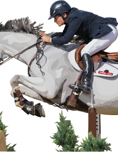 Leslie Burr Howard qui saute un obstacle