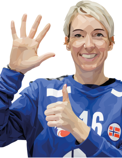Katrine Lunde montrant ces six victoires au championnat d'Europe