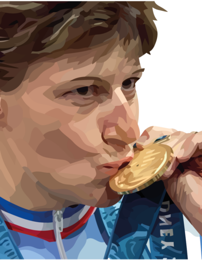 Félicia Ballanger qui embrasse sa médaille